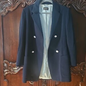 Dark Blue Double-Breasted Blazer By Paul Stuart S Or 38